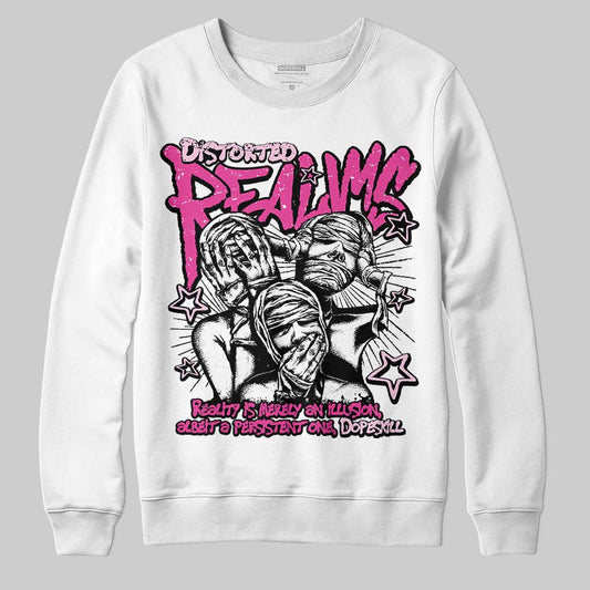 Pink Sneakers DopeSkill Sweatshirt Distorted Realms Graphic Streetwear - White