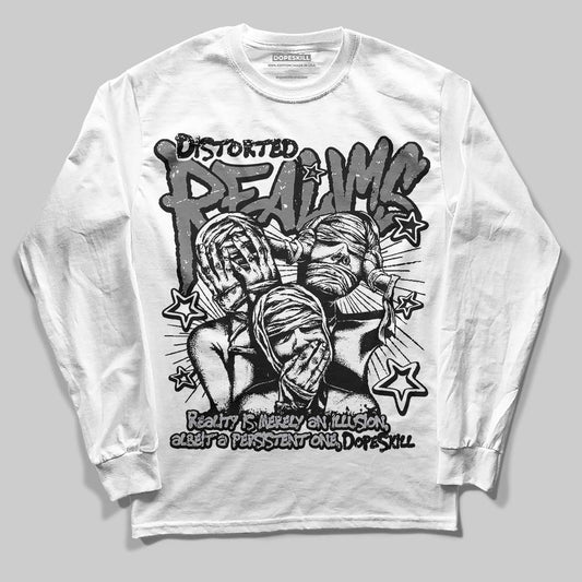 Grey Sneakers DopeSkill Long Sleeve T-Shirt Distorted Realms Graphic Streetwear - White