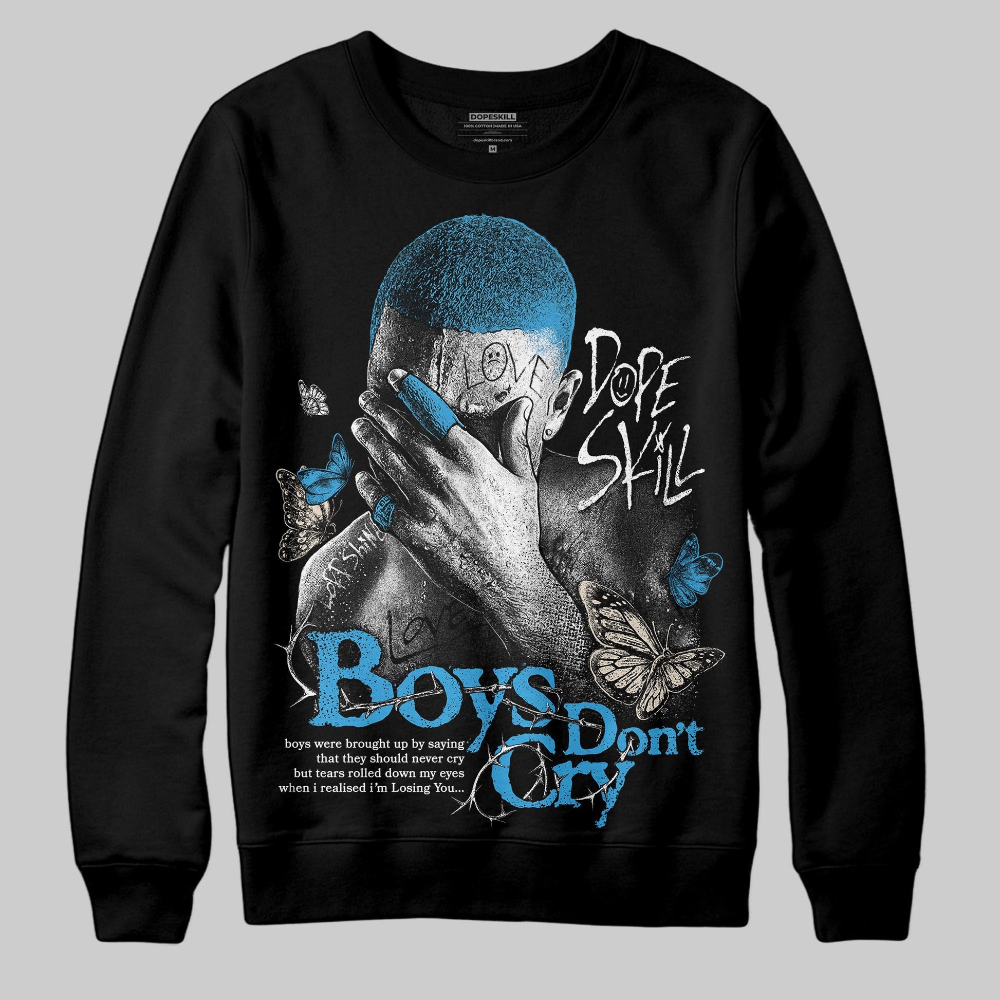 Jordan 1 High OG “UNC” Reimagined DopeSkill Sweatshirt Boys Don't Cry Graphic Streetwear - Black