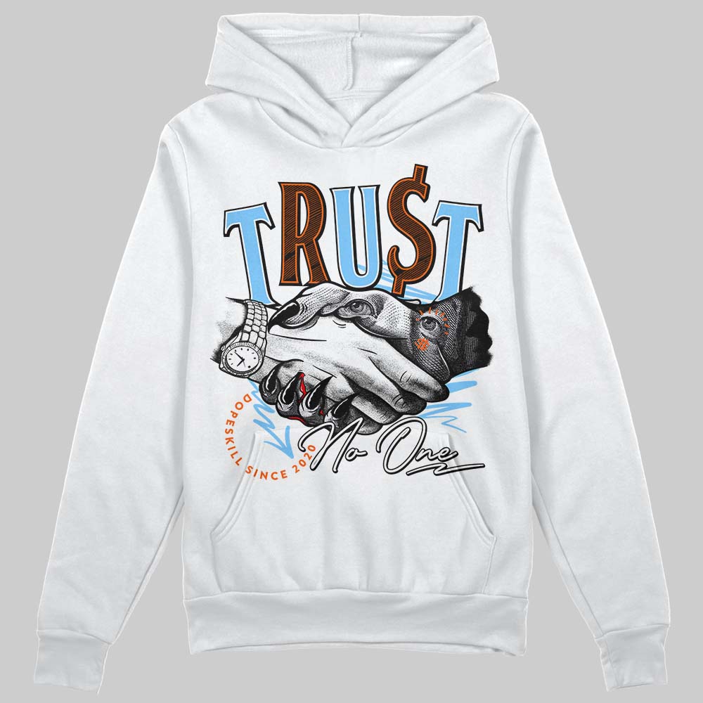 Dunk Low Futura University Blue DopeSkill Hoodie Sweatshirt Trust No One Graphic Streetwear - White