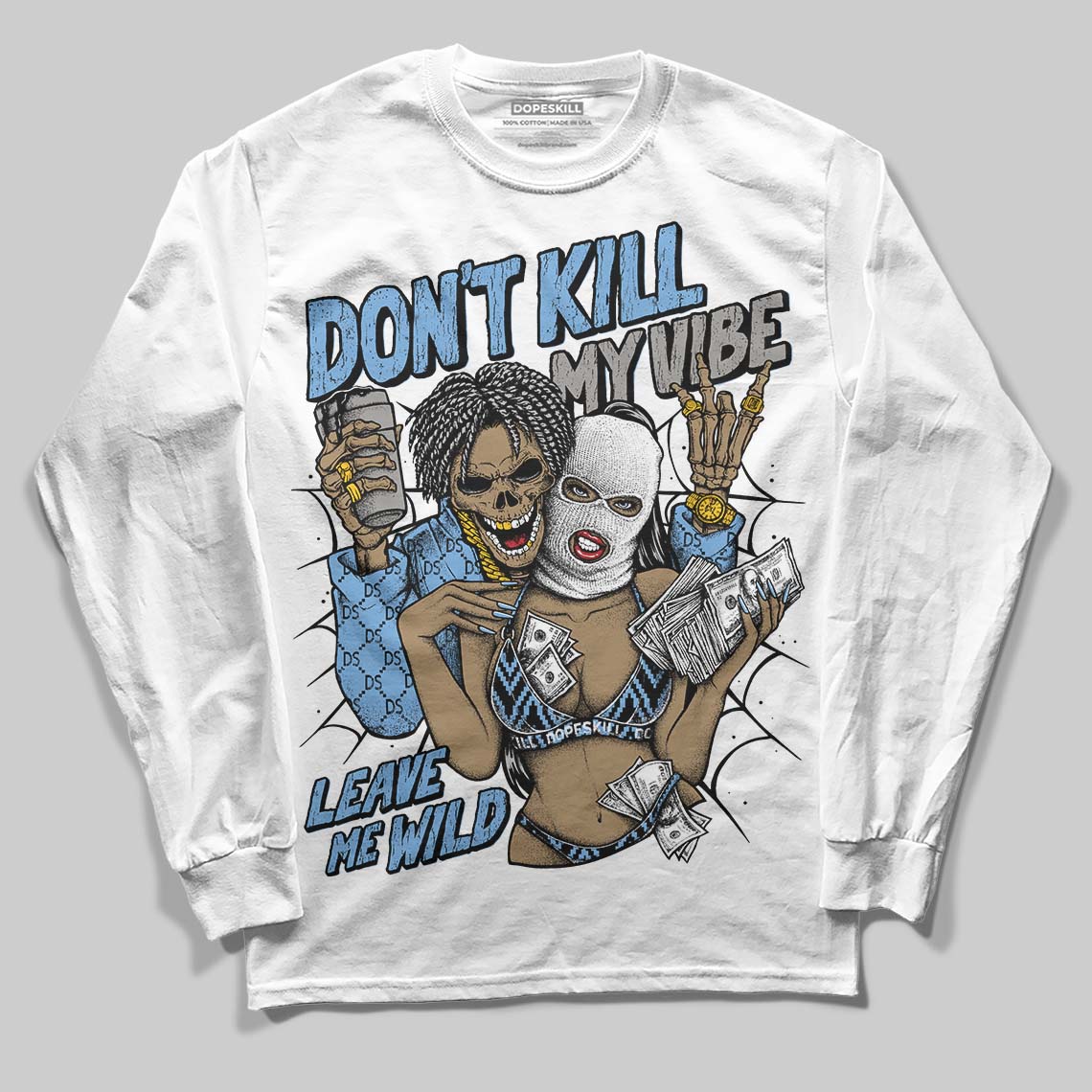 Jordan 12 Retro 'Melo' DopeSkill Long Sleeve T-Shirt Don't Kill My Vibe Graphic Streetwear - White