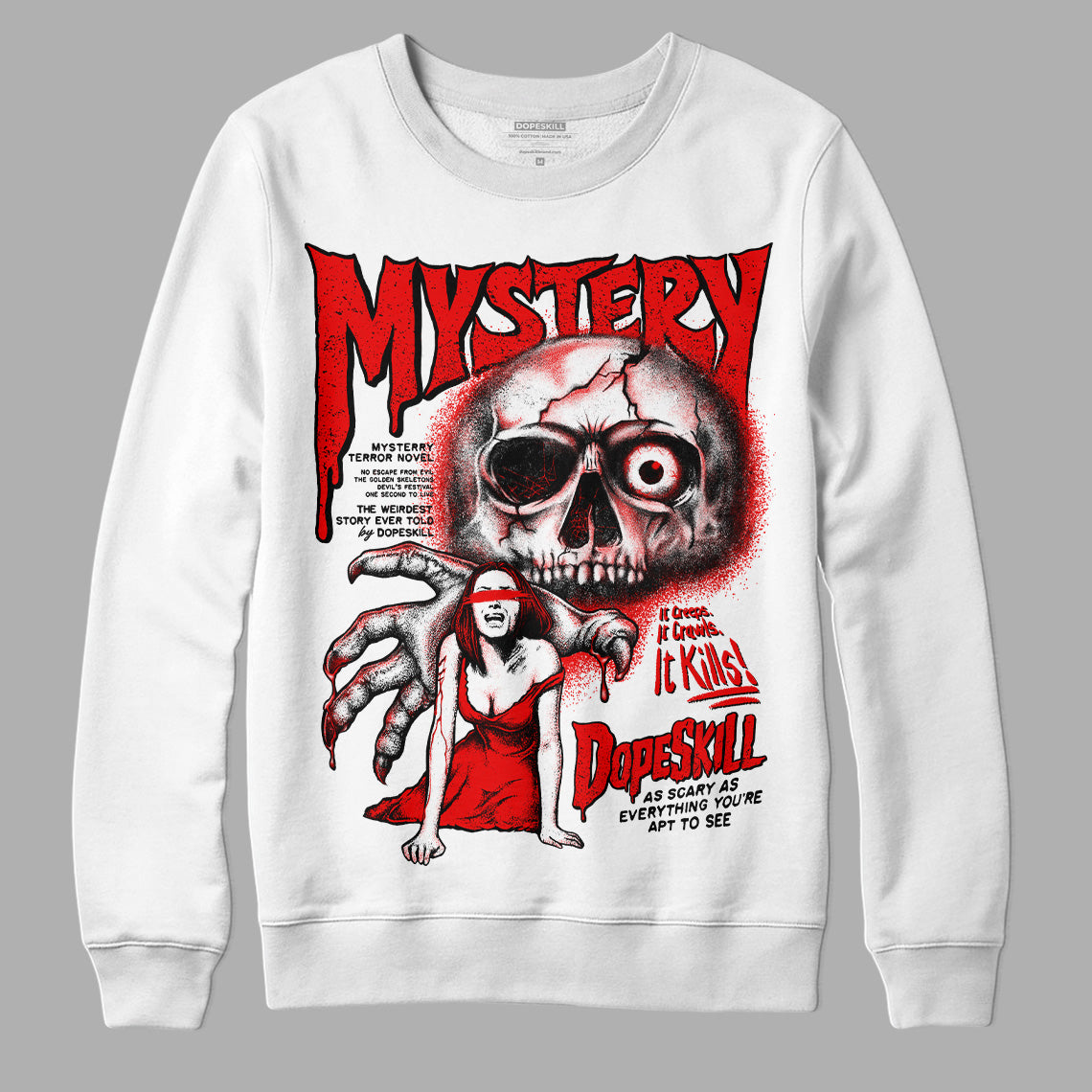 Jordan 12 “Cherry” DopeSkill Sweatshirt Mystery Ghostly Grasp Graphic Streetwear - White