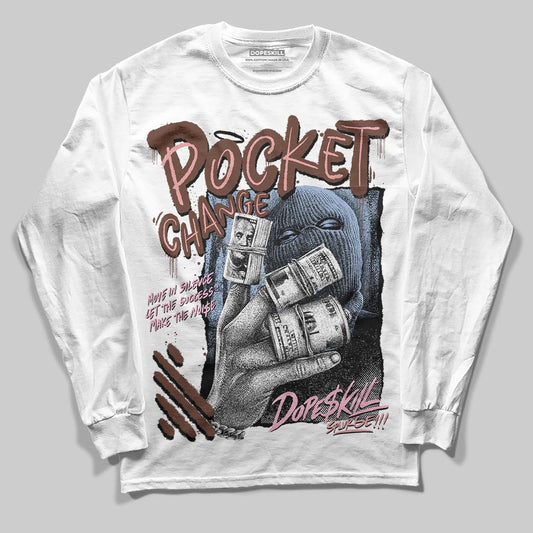 Harris Tweed x Dunk Low Denim Turquoise and Baroque Brown DopeSkill Long Sleeve T-Shirt Pocket Change Graphic Streetwear - White