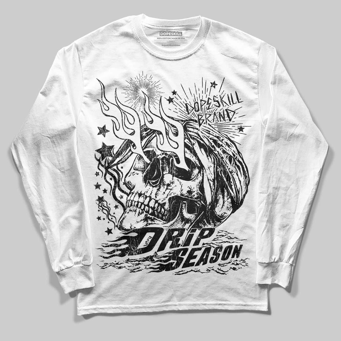 Dunk Low Panda White Black DopeSkill Long Sleeve T-Shirt Drip Season Graphic Streetwear - White