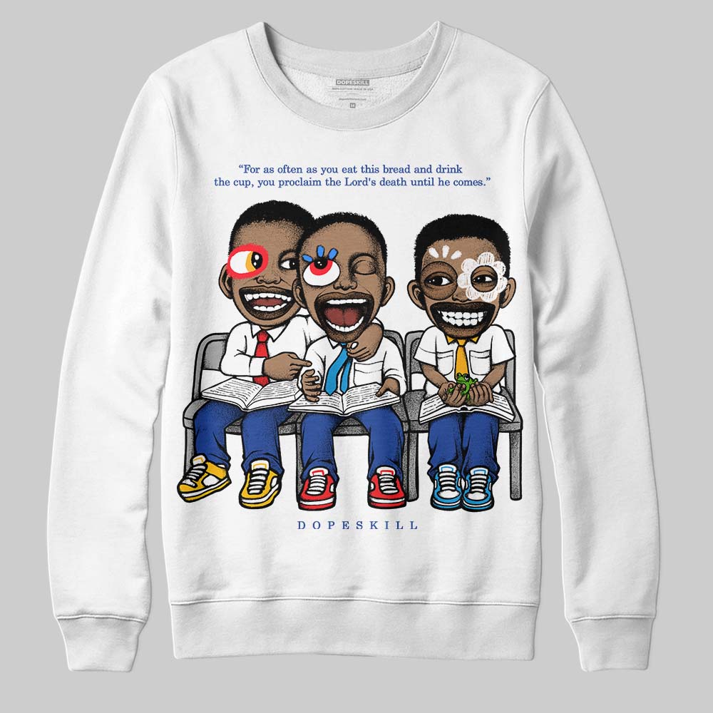 Royal Blue Sneakers DopeSkill Sweatshirt First Sunday Graphic Streetwear - White