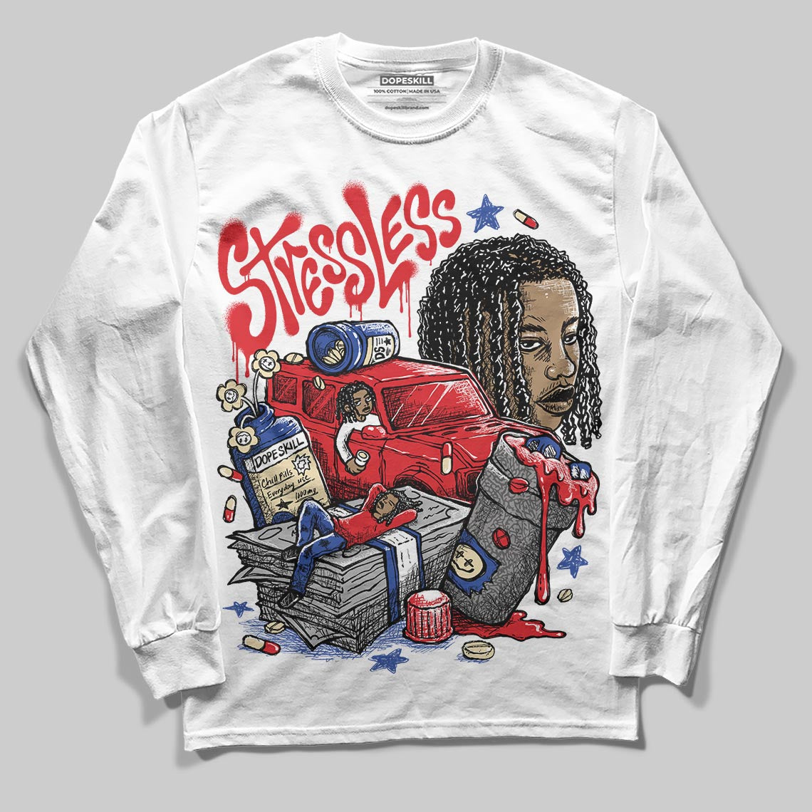 Jordan 3 “Seoul 2.0” DopeSkill Long Sleeve T-Shirt Stressless Graphic Streetwear - White