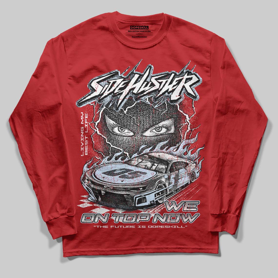 Jordan 11 Retro Cherry DopeSkill Long Sleeve T-Shirt Flexin' Graphic Streetwear - Red