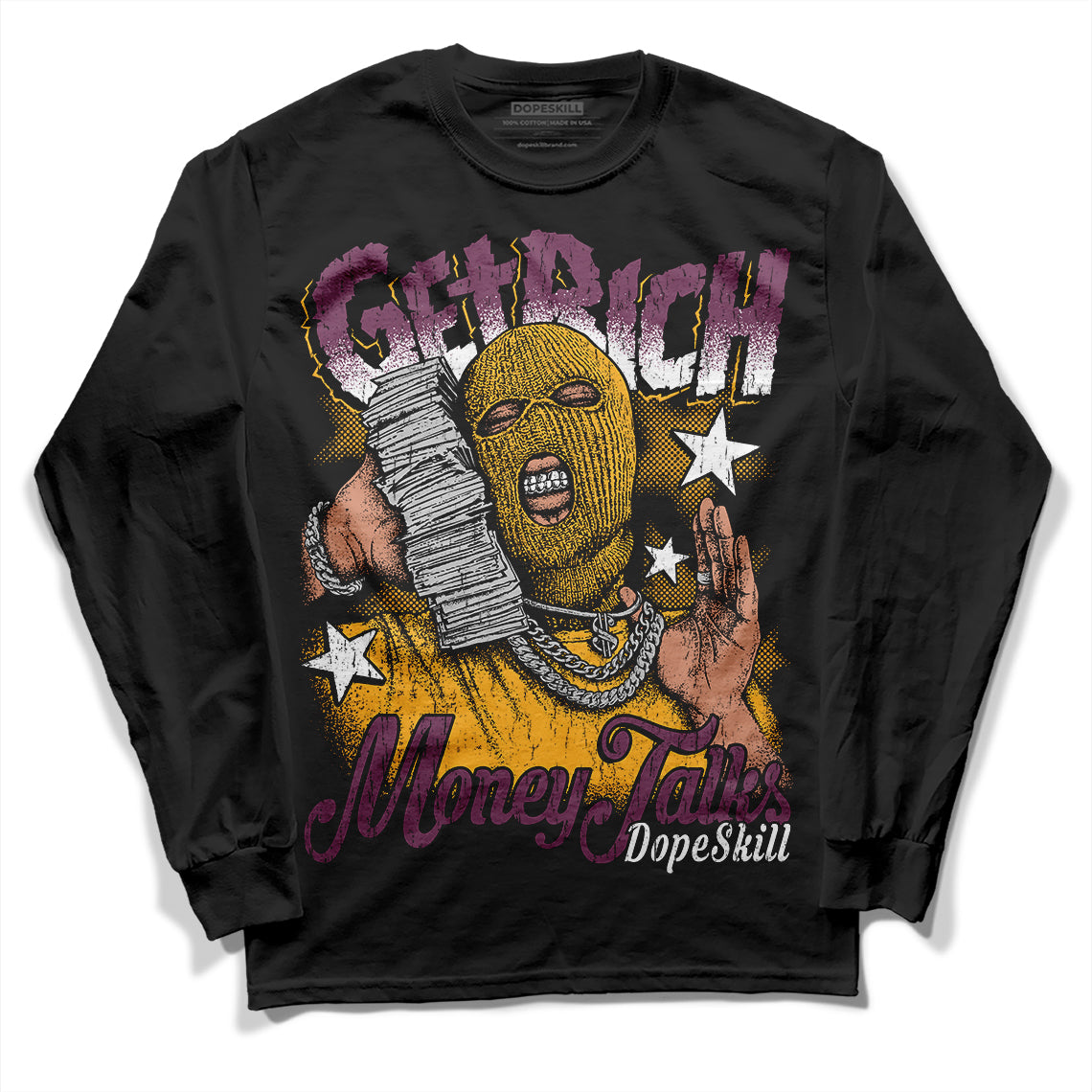 Jordan 1 Retro High OG Brotherhood DopeSkill Long Sleeve T-Shirt Get Rich Graphic Streetwear - Black