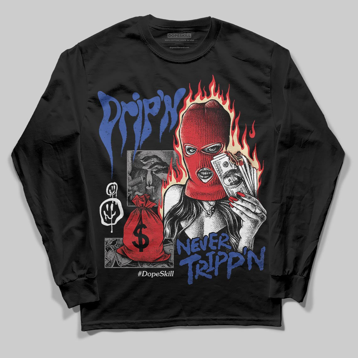 Jordan 3 “Seoul 2.0” DopeSkill Long Sleeve T-Shirt Drip'n Never Tripp'n Graphic Streetwear - Black