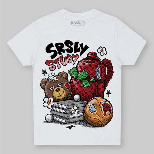 Jordan 5 Retro Fire Red Black Tongue (2025) DopeSkill Toddler Kids T-shirt SRSLY Study Graphic Streetwear - White