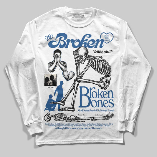 Jordan 1 Low OG “Storm Blue” DopeSkill Long Sleeve T-Shirt Broken Bones Graphic Streetwear - White