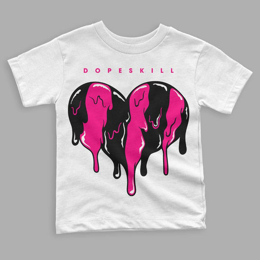 Jordan 1 Low GS “Fierce Pink” Dopeskill Toddler Kids T-shirt Slime Drip Heart Graphic Streetwear - White