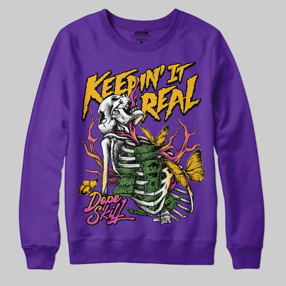 PURPLE Sneakers DopeSkill Sweatshirt Keepin' It Real Graphic Streetwear - Purple
