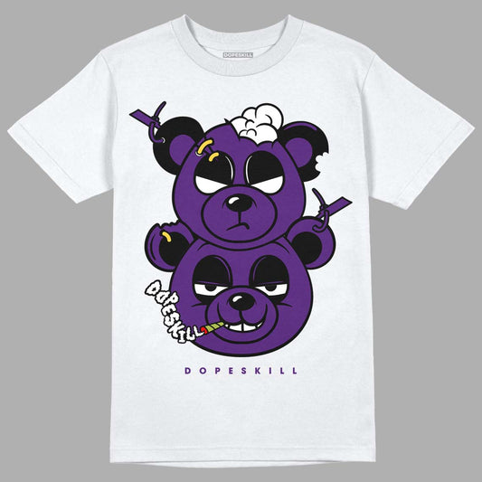 Jordan 12 “Field Purple” DopeSkill T-Shirt New Double Bear Graphic Streetwear - White 