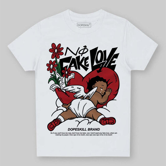 Jordan 5 Retro Fire Red Black Tongue (2025) DopeSkill Toddler Kids T-shirt No Fake Love Graphic Streetwear - White