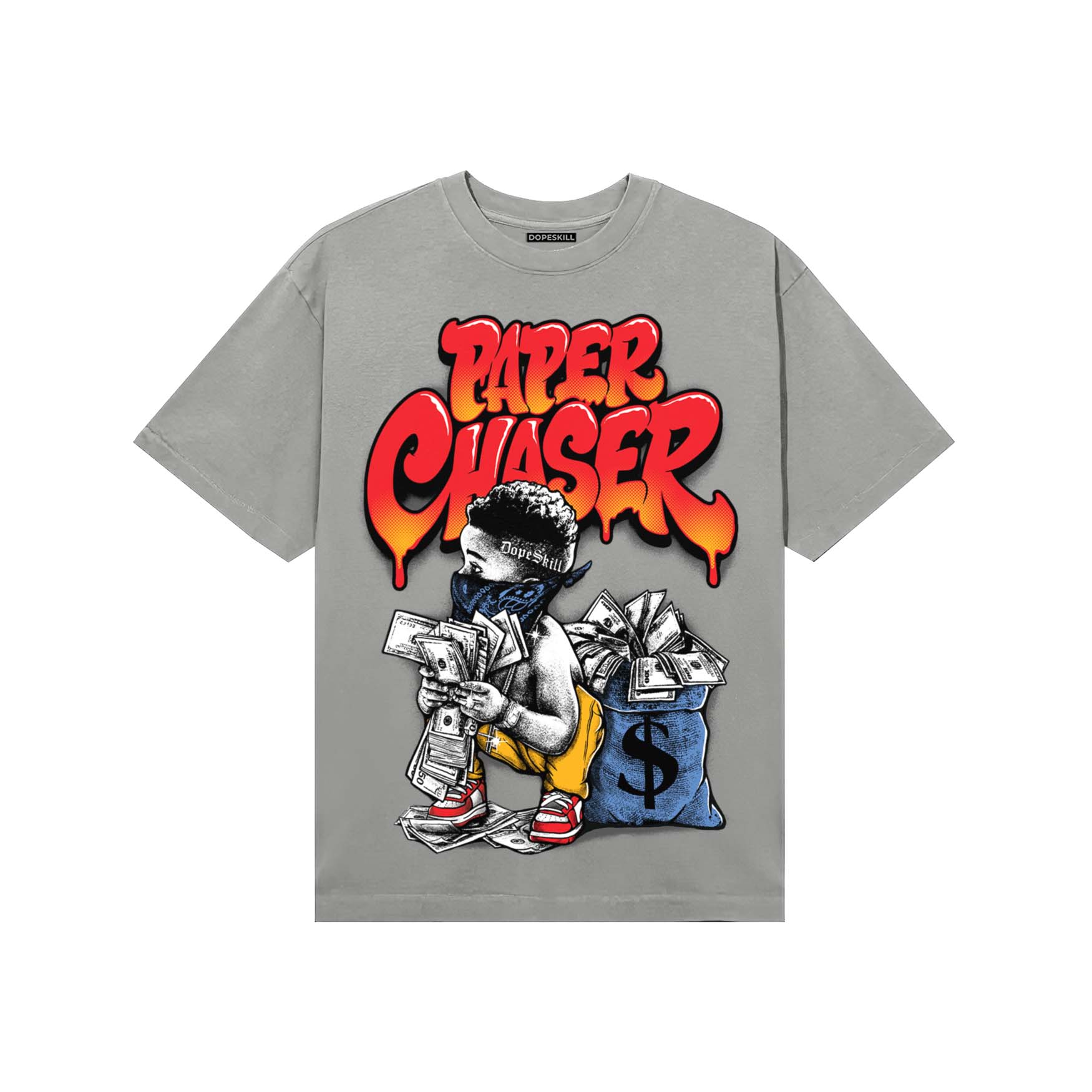 Grey Sneakers DopeSkill T-Shirt Paper Chaser Boy Graphic Streetwear - Gravel