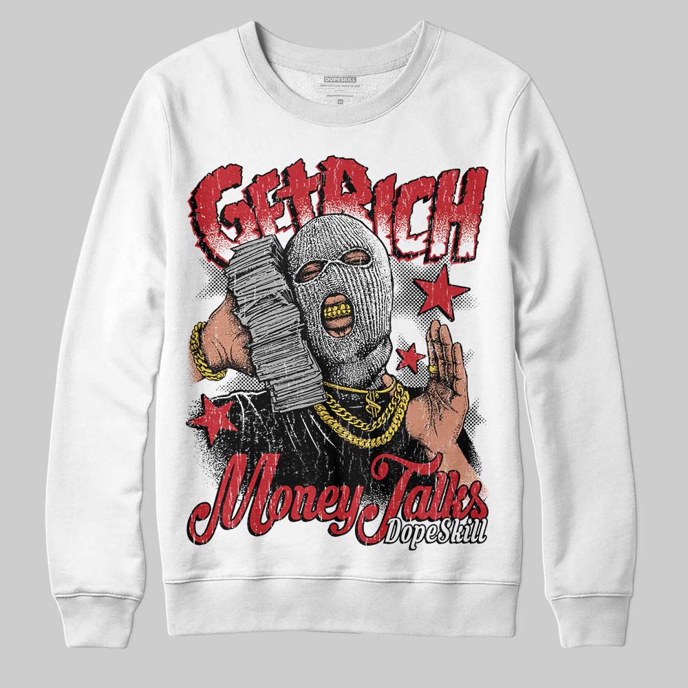 Jordan 5 Retro Fire Red Black Tongue (2025) DopeSkill Sweatshirt Get Rich Graphic Streetwear - White