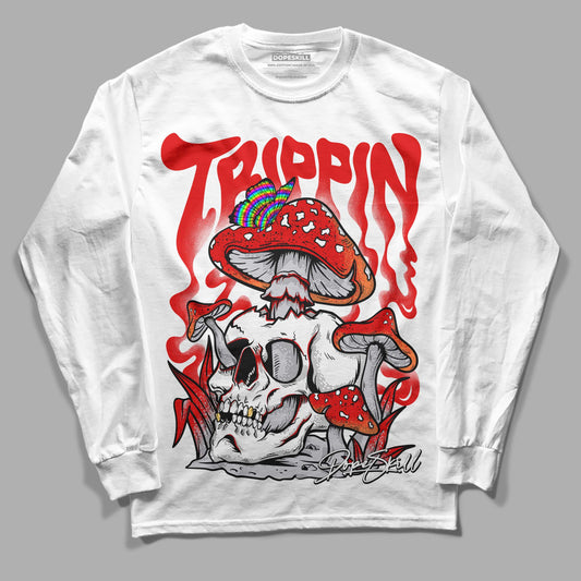 Jordan 4 Retro Red Cement DopeSkill Long Sleeve T-Shirt Trippin Graphic Streetwear - White