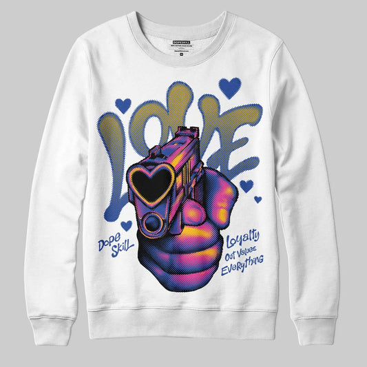 Royal Blue Sneakers DopeSkill Sweatshirt Love Shot Graphic Streetwear - White