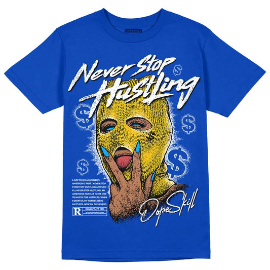 Jordan 14 “Laney” DopeSkill Varsity Royal T-Shirt Never Stop Hustling Graphic Streetwear 