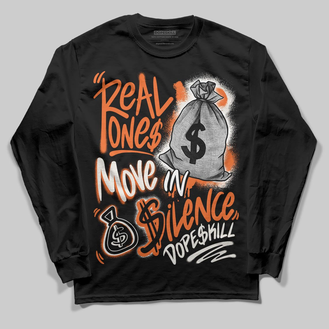 Jordan 1 Retro High OG Shattered Backboard (2025) DopeSkill Long Sleeve T-Shirt Real Ones Move In Silence Graphic Streetwear - Black