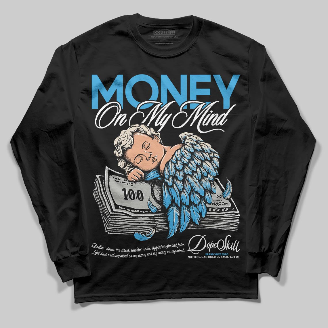 Jordan 1 High OG “UNC” Reimagined DopeSkill Long Sleeve T-Shirt MOMM Graphic Streetwear - Black