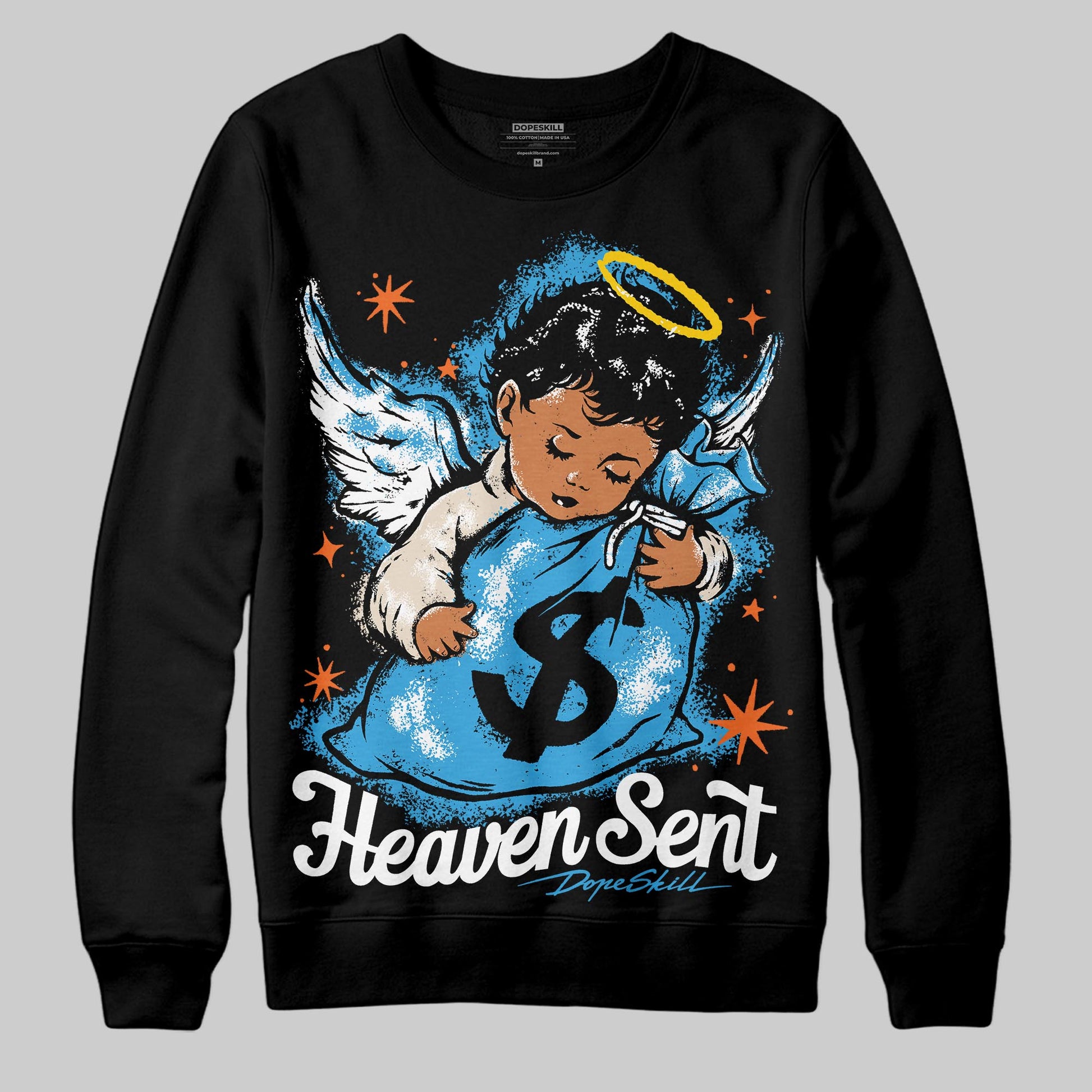 Jordan 1 High OG “UNC” Reimagined DopeSkill Sweatshirt Heaven Sent Graphic Streetwear - Black