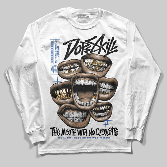 Awake NY x Jordan 5 Retro 'Black Racer Blue' DopeSkill Long Sleeve T-Shirt The Mouth With No Droughts Graphic Streetwear - White