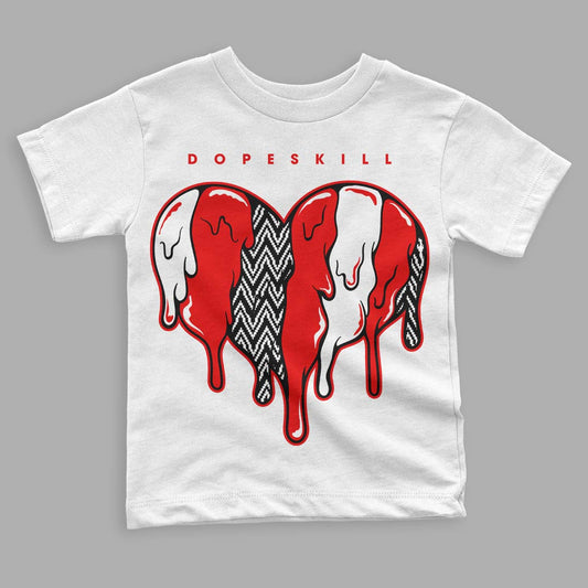 Jordan 12 “Cherry” DopeSkill Toddler Kids T-shirt Slime Drip Heart Graphic Streetwear - White
