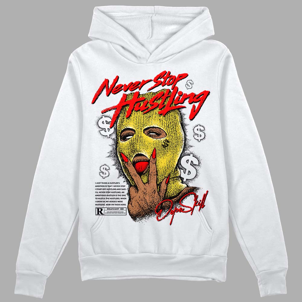 Jordan 4 Thunder DopeSkill Hoodie Sweatshirt Never Stop Hustling Graphic Streetwear - White