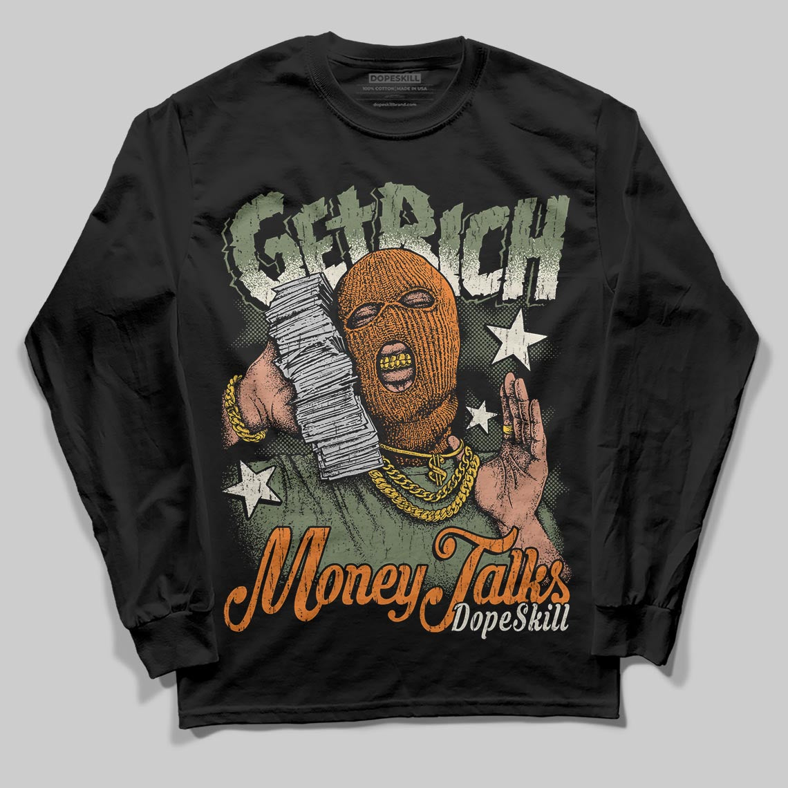 Jordan 4 Retro OG SP Undefeated (2025) DopeSkill Long Sleeve T-Shirt Get Rich Graphic Streetwear - black