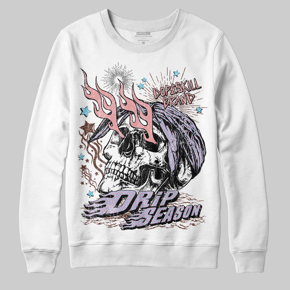 Harris Tweed x Dunk Low Denim Turquoise and Baroque Brown DopeSkill Sweatshirt Drip Season Graphic Streetwear - White