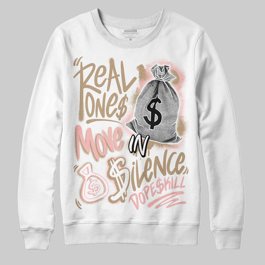 Nike Air Force 1 Low Canvas “Linen” DopeSkill Sweatshirt Real Ones Move In Silence Graphic Streetwear - White