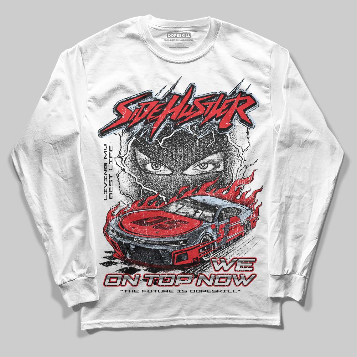 Jordan 11 Retro Cherry DopeSkill Long Sleeve T-Shirt Flexin' Graphic Streetwear - White