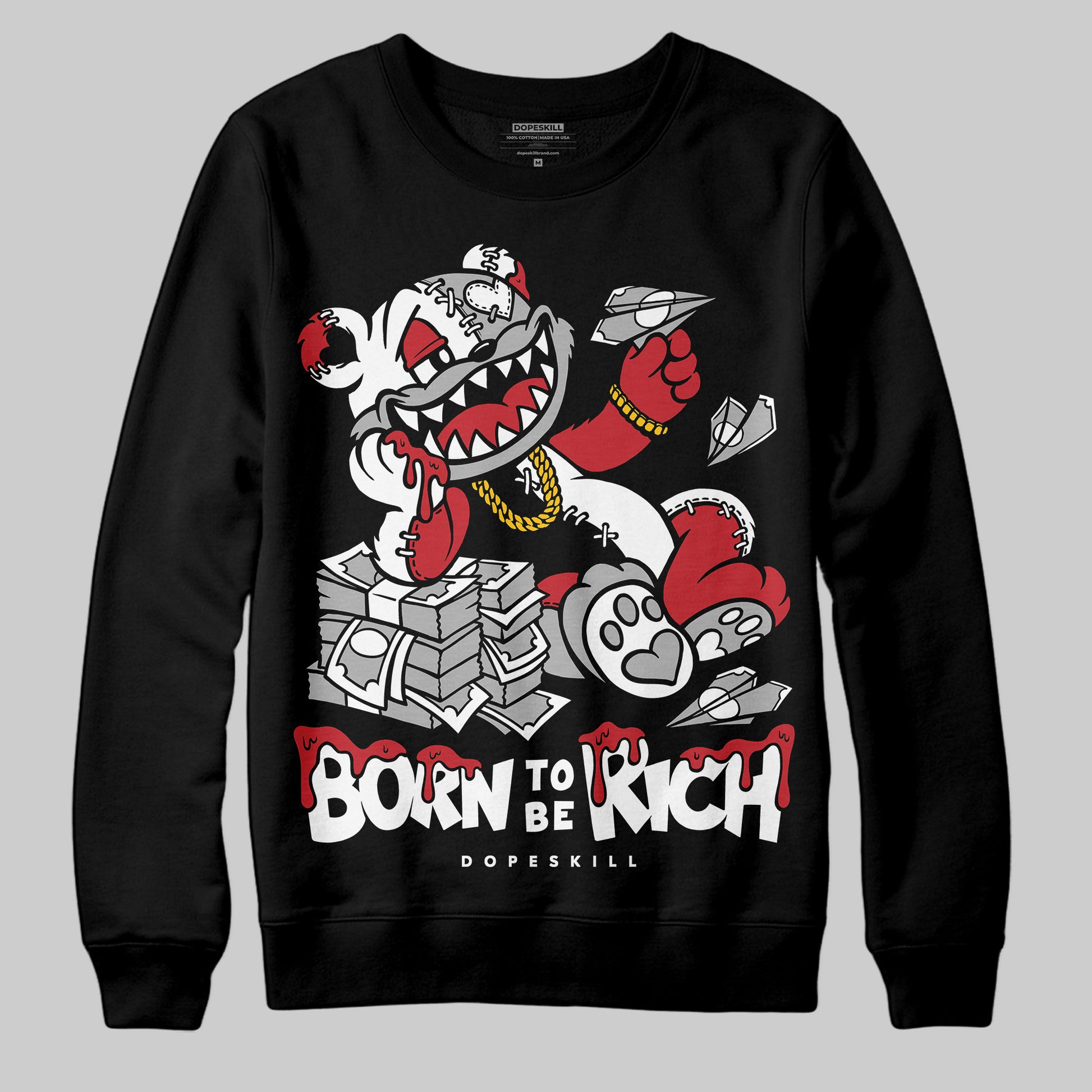 Jordan 11 Retro Low Bred (2025) DopeSkill Sweatshirt Born To Be Rich Graphic Streetwear - Black