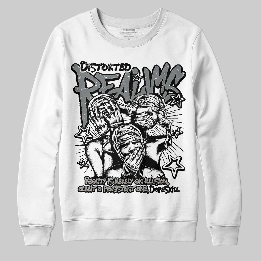 Jordan 9 Cool Grey DopeSkill Sweatshirt Distorted Realms Graphic Streetwear - White
