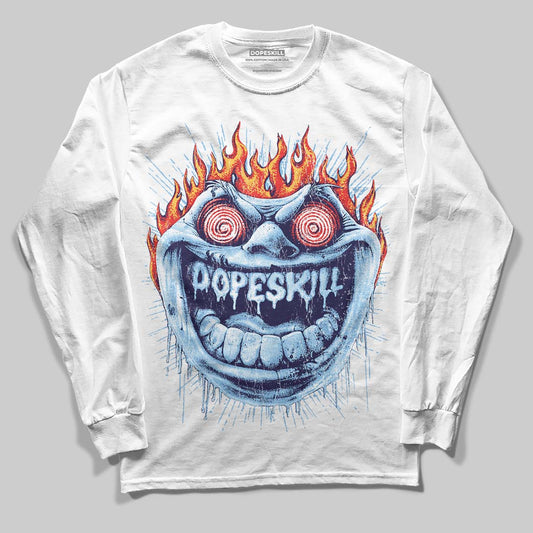 University Blue Sneakers DopeSkill Long Sleeve T-Shirt Hellfire Graphic Streetwear - White