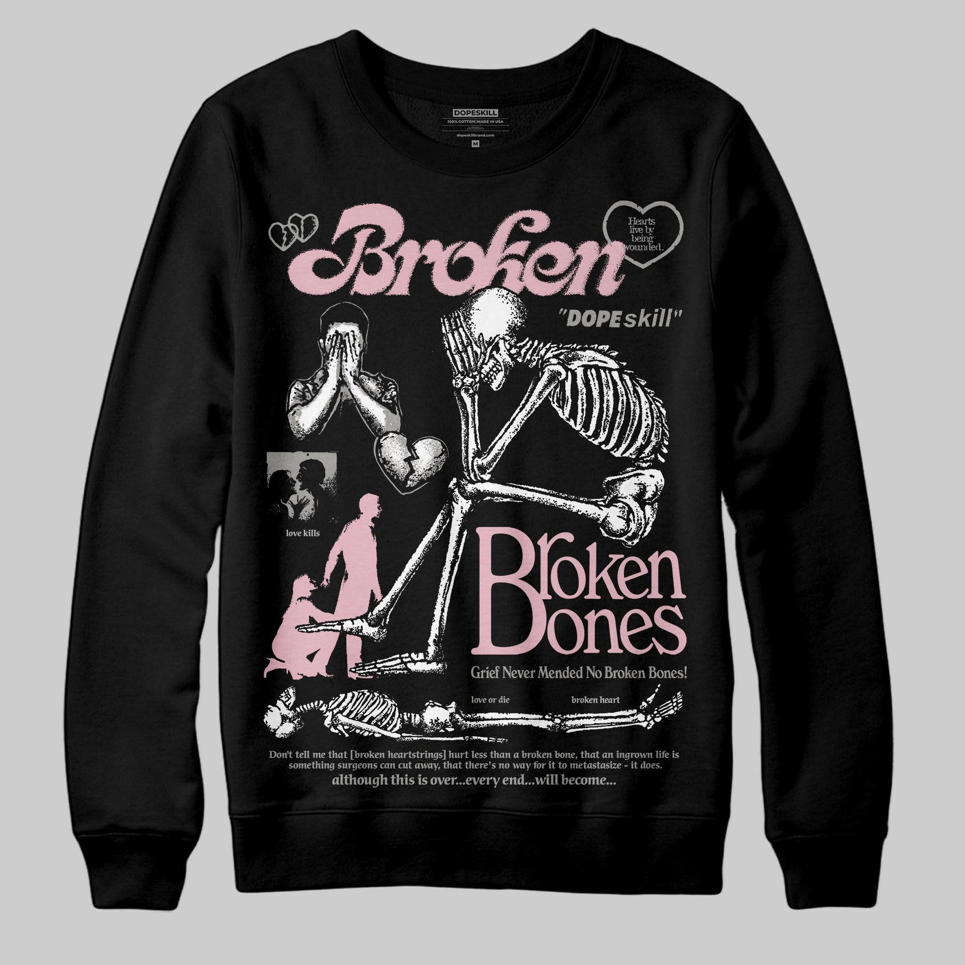 Air Max 95 OG “Pink Foam” DopeSkill Sweatshirt Broken Bones Graphic Streetwear - Black