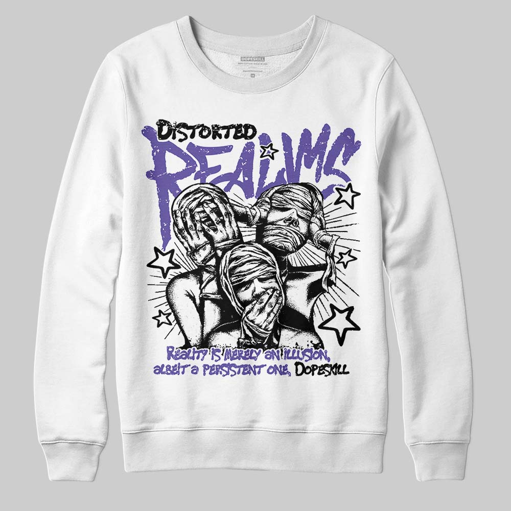 Jordan 5 OG “Grape” DopeSkill Sweatshirt Distorted Realms Graphic Streetwear - White