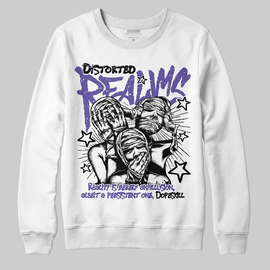 Jordan 5 OG “Grape” DopeSkill Sweatshirt Distorted Realms Graphic Streetwear - White