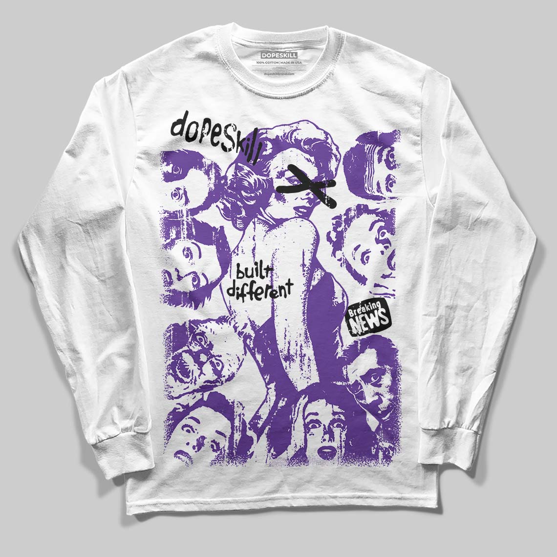 PURPLE Sneakers DopeSkill Long Sleeve T-Shirt Built Different Graphic Streetwear - White