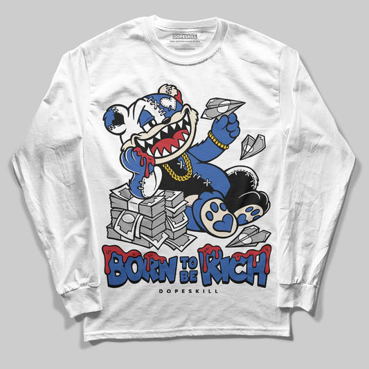 Jordan 1 Low Travis Scott x Fragment DopeSkill Long Sleeve T-Shirt Born To Be Rich Graphic Streetwear - White