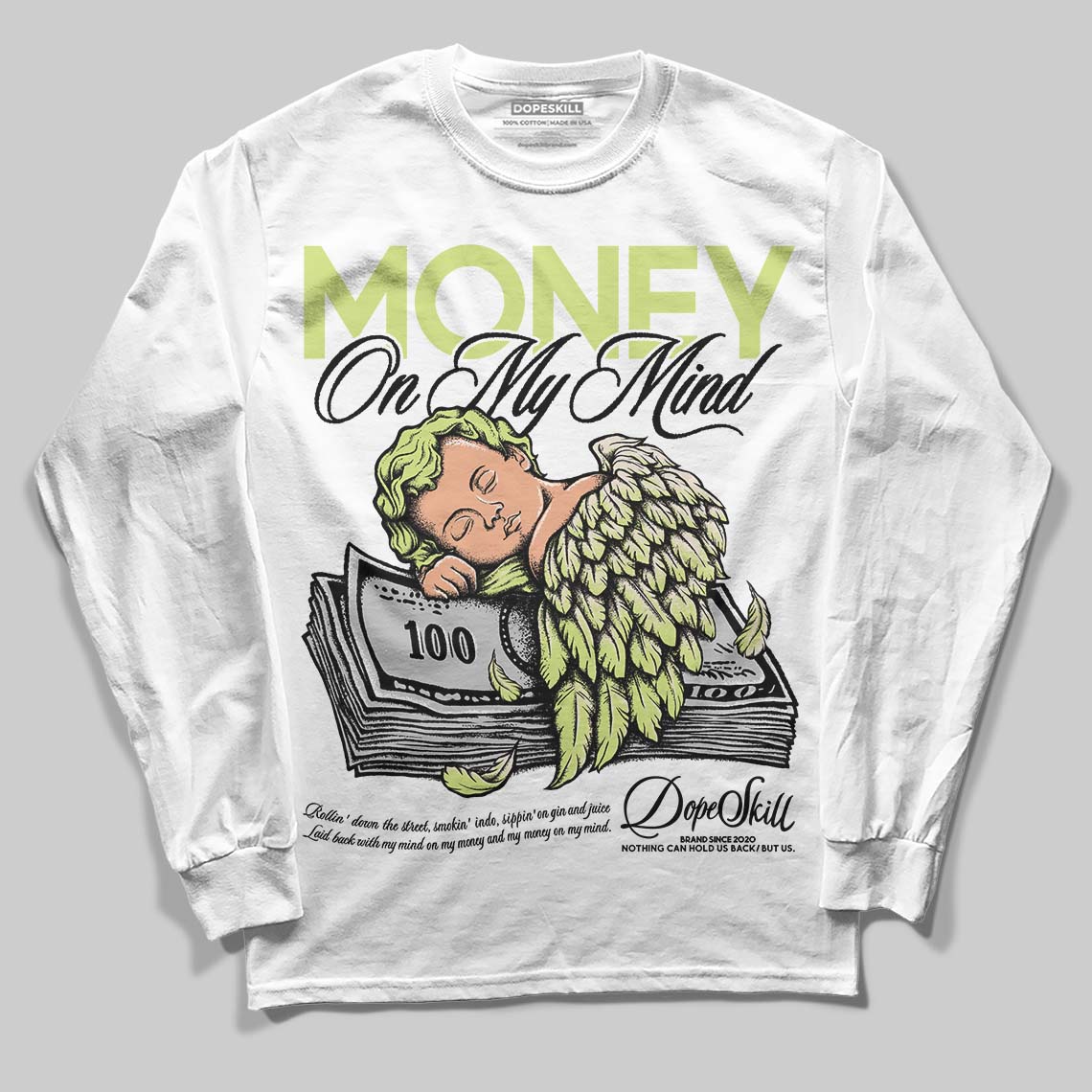 Jordan 5 “Luminous Green” DopeSkill Long Sleeve T-Shirt MOMM Graphic Streetwear - White