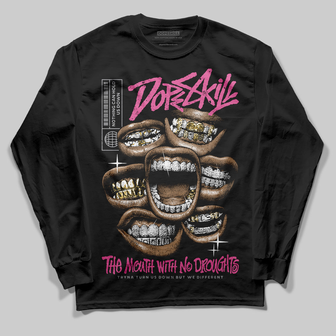 Asics Gel-Kayano 14 ‘Cream Sweet Pink’ DopeSkill Long Sleeve T-Shirt The Mouth With No Droughts Graphic Streetwear - Black