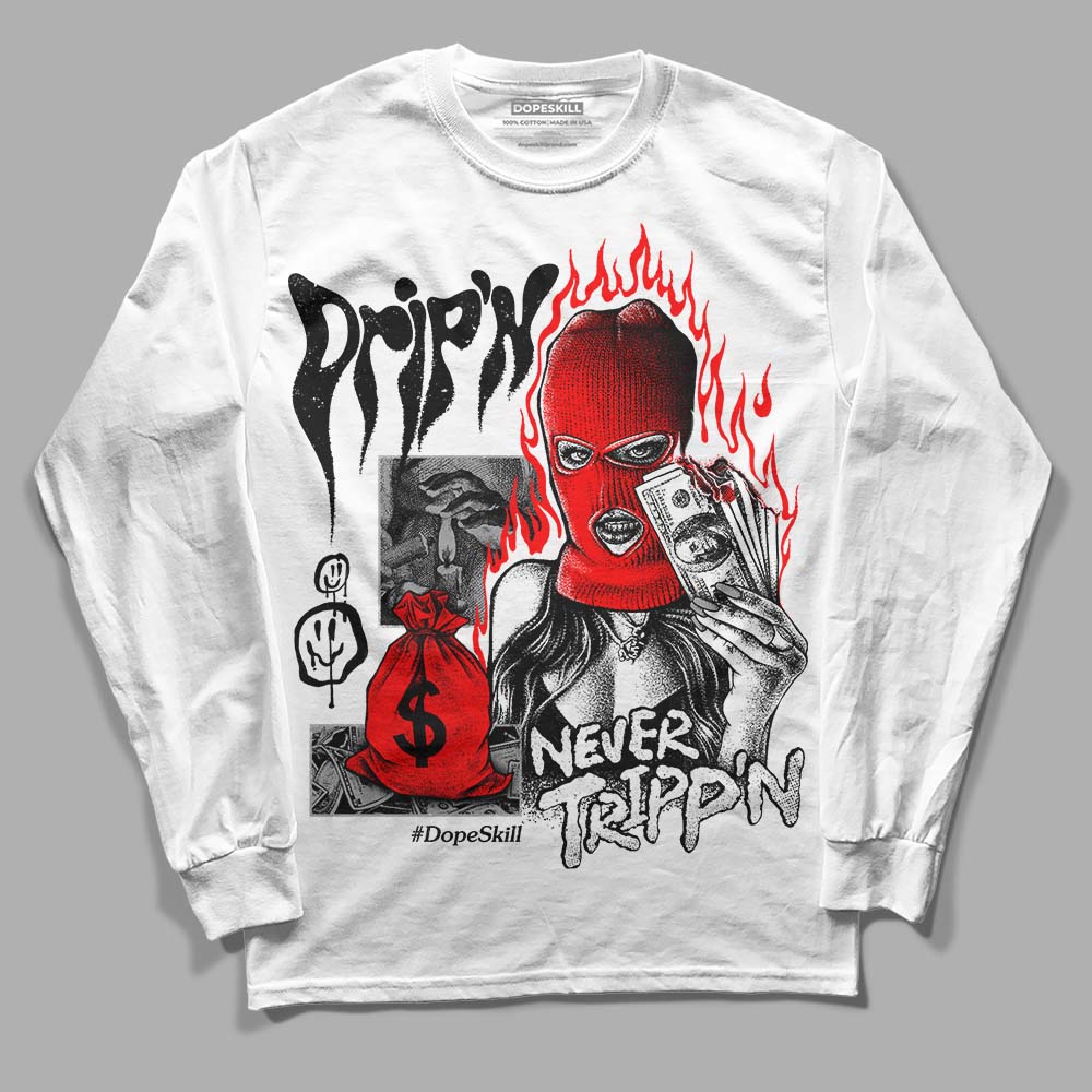 Black and White Sneakers DopeSkill Long Sleeve T-Shirt Drip'n Never Tripp'n Graphic Streetwear - White