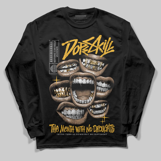 Jordan 5 'Tokyo' DopeSkill Long Sleeve T-Shirt The Mouth With No Droughts Graphic Streetwear - Black