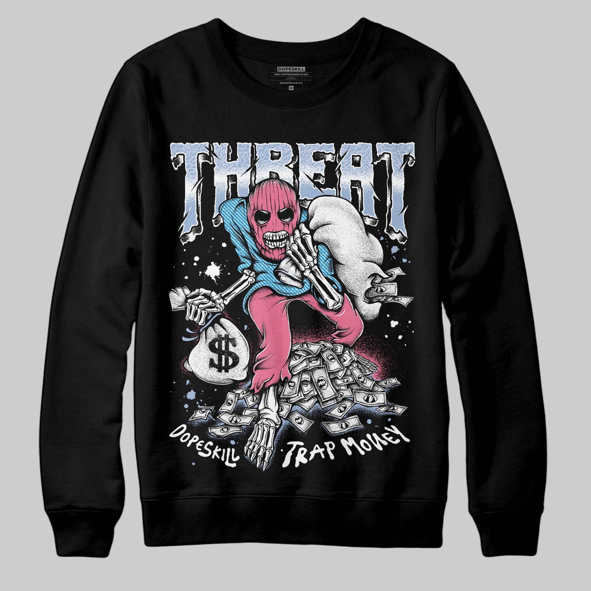 Jordan 3 GS “Cobalt Bliss” DopeSkill Sweatshirt Threat Graphic Streetwear - Black