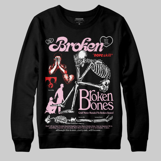 Awake NY x Air Jordan 5 Arctic Pink DopeSkill Sweatshirt Broken Bones Graphic Streetwear - black