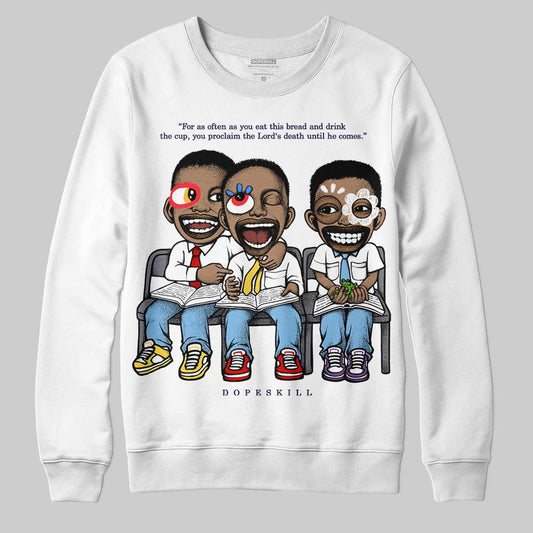 University Blue Sneakers DopeSkill Sweatshirt First Sunday Graphic Streetwear - White