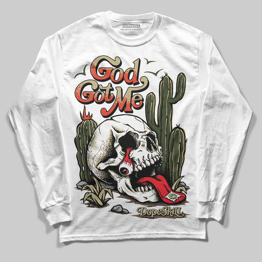 Olive Sneakers DopeSkill Long Sleeve T-Shirt God Got Me Graphic Streetwear - White
